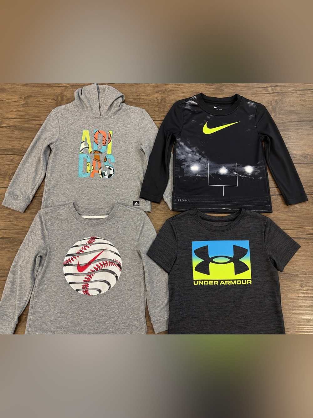 Boys Size 5 athletic clothing bundle (Nike, Under Armour, Adidas) - 4 items